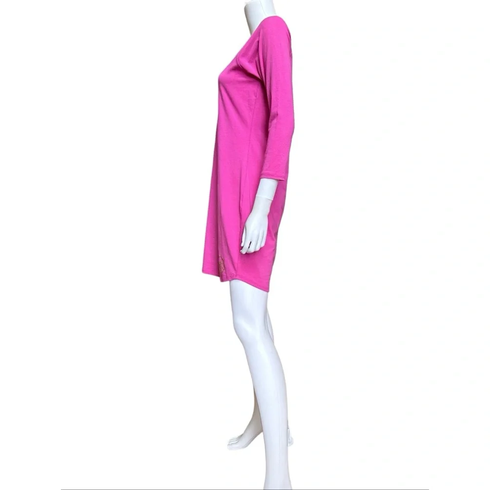 Michael Kors Hot Pink Mini Shift Dress With Gold Logo, S